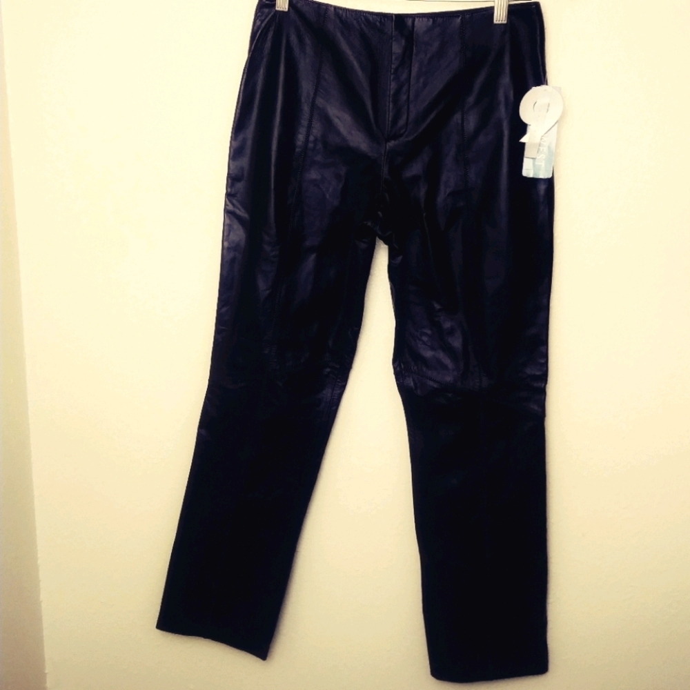 Nine west NWT leather pants dark brown 4 nine west career night out party